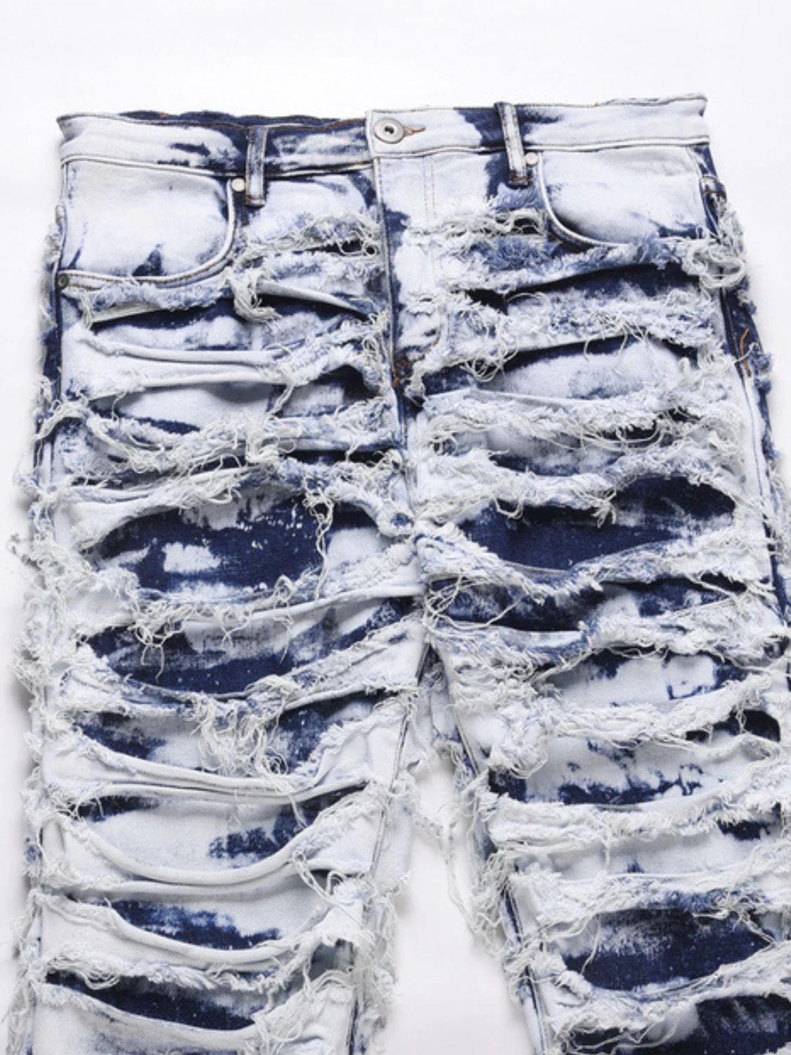 Men's Distressed Raw Hem Straight Jeans - Image 3