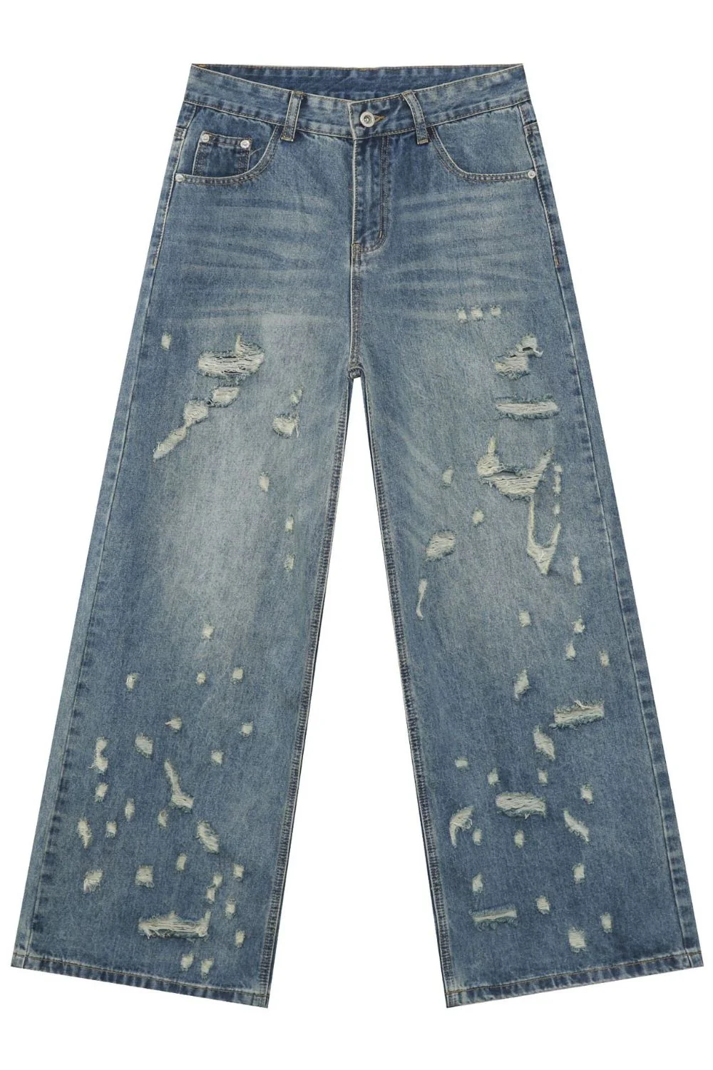Men's Distressed Wide Leg Jeans - Image 5