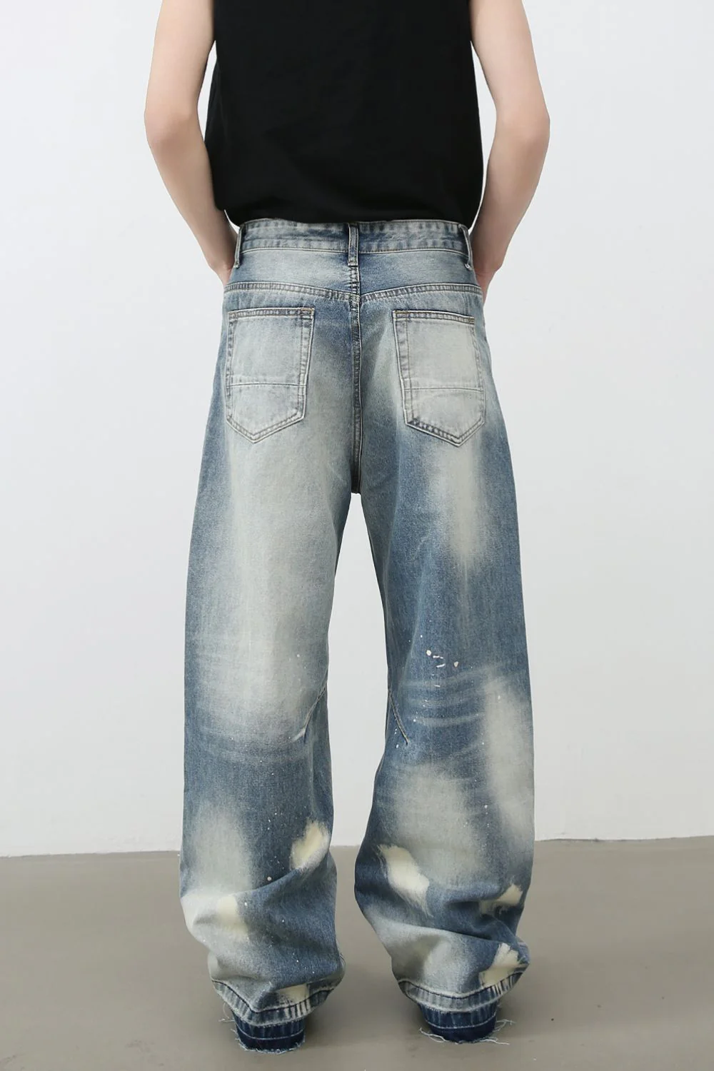 Men's Distressed Wide Leg Jeans - Image 2