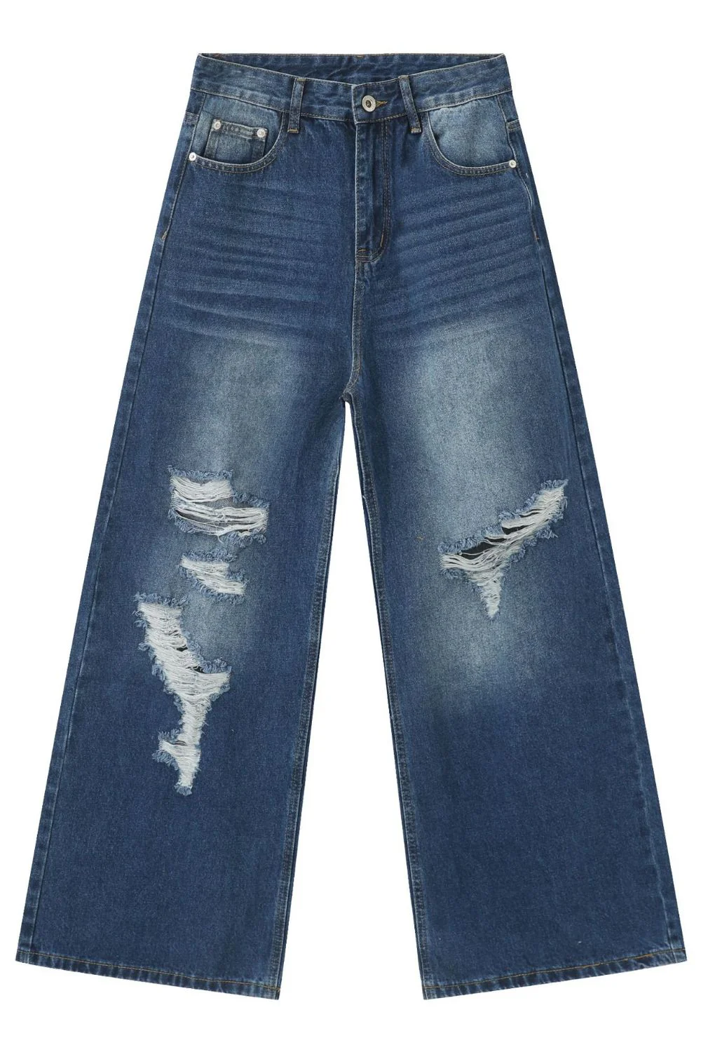 Men's Distressed Wide Leg Jeans - Image 5