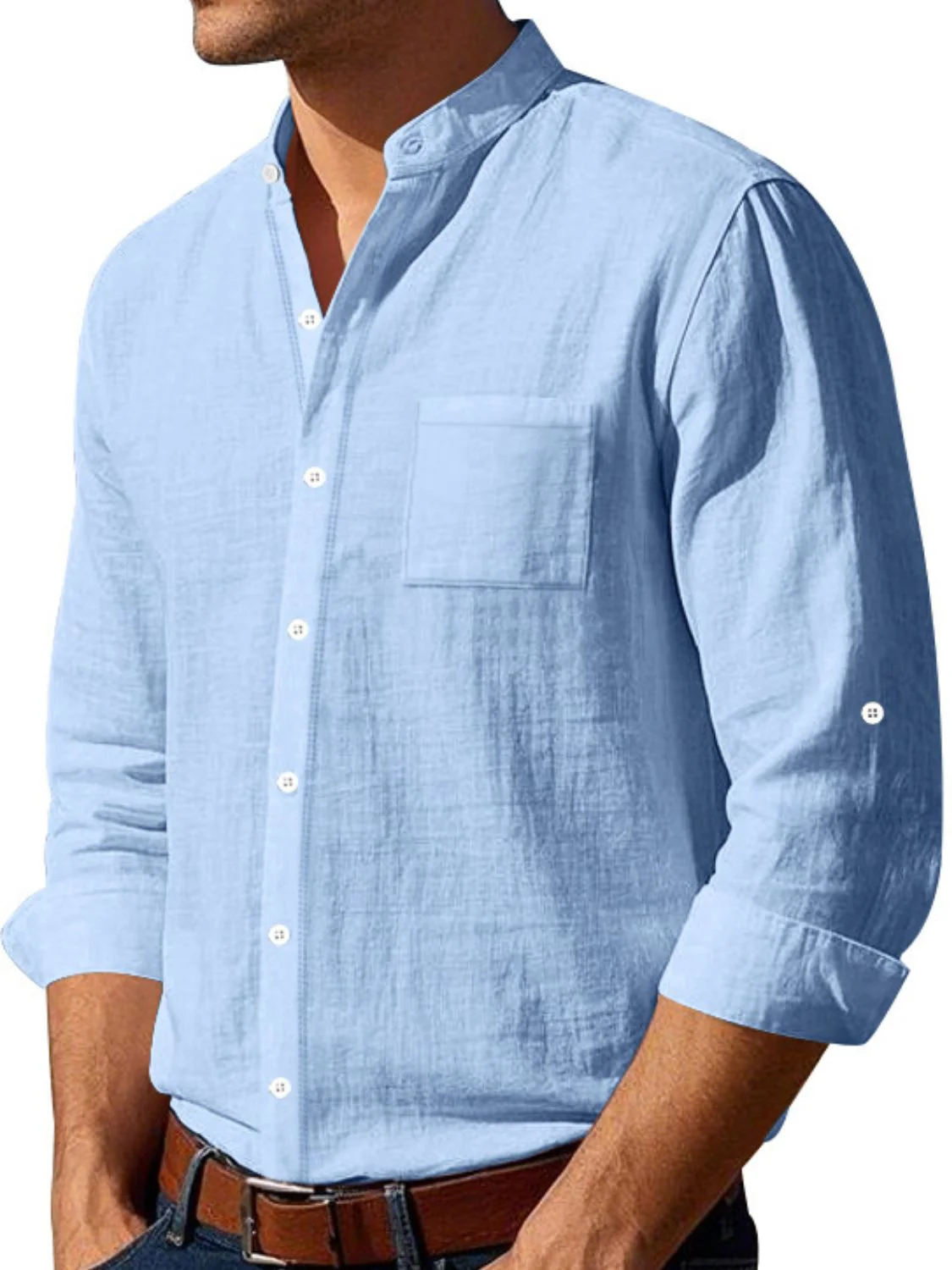 Men's Full Size Button Down Long Sleeve Shirt Plus Size - Image 2