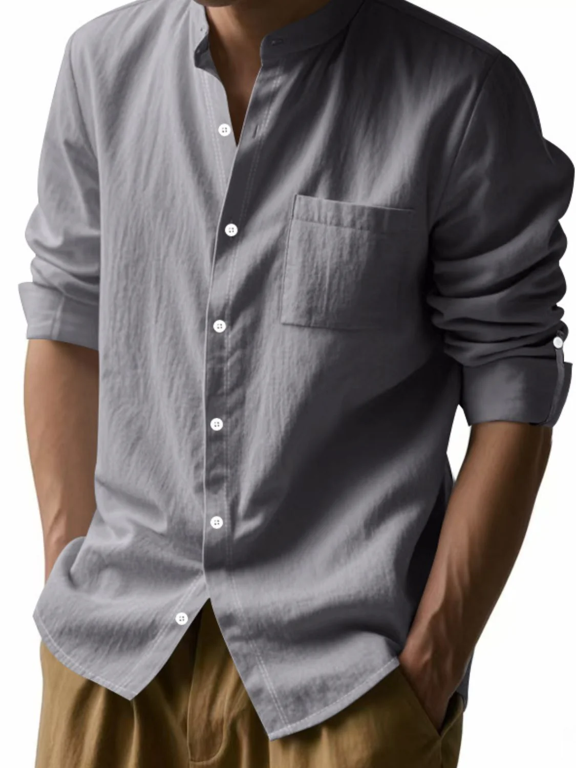 Men's Full Size Button Down Long Sleeve Shirt Plus Size - Image 5