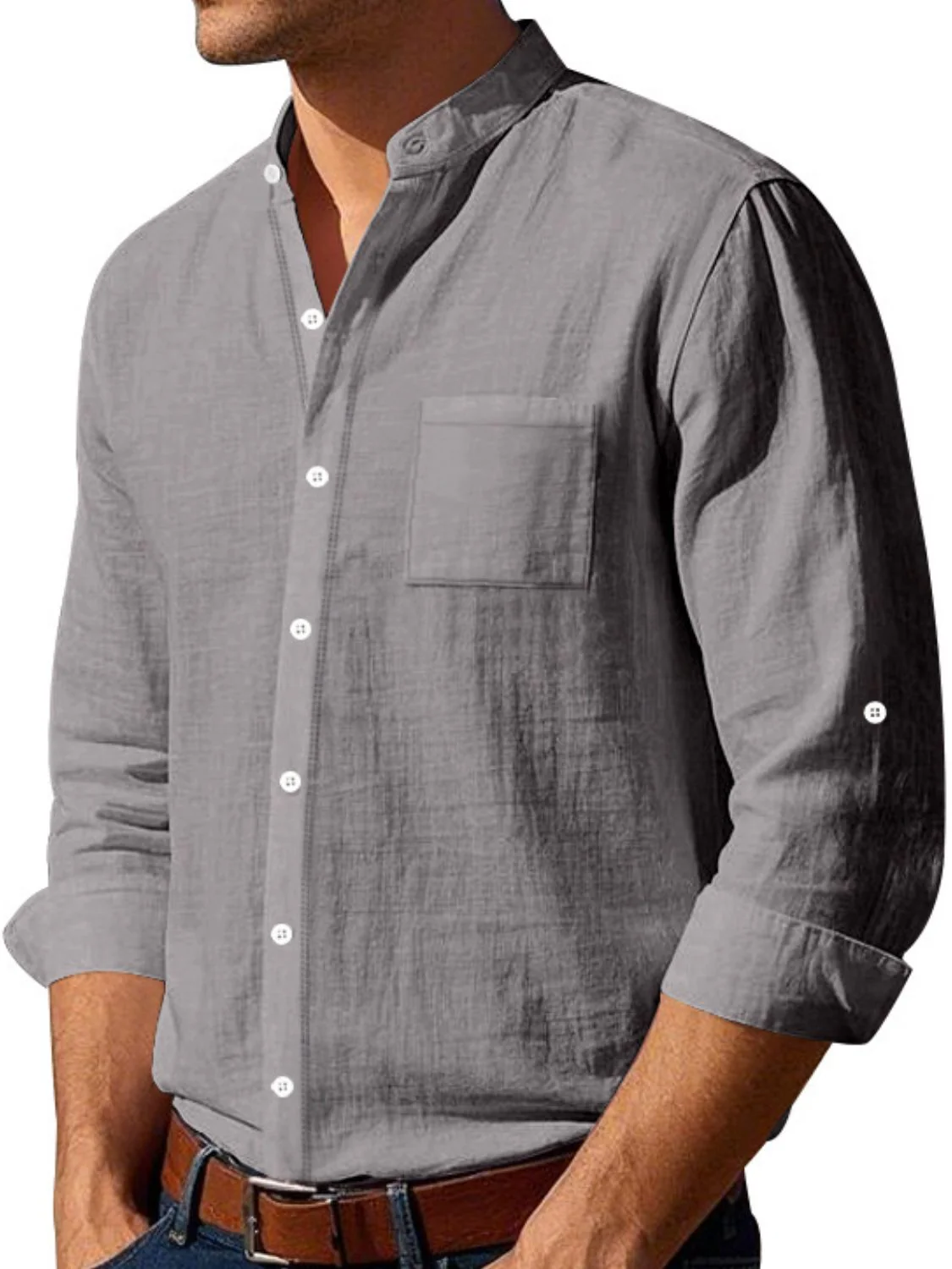 Men's Full Size Button Down Long Sleeve Shirt Plus Size - Image 6