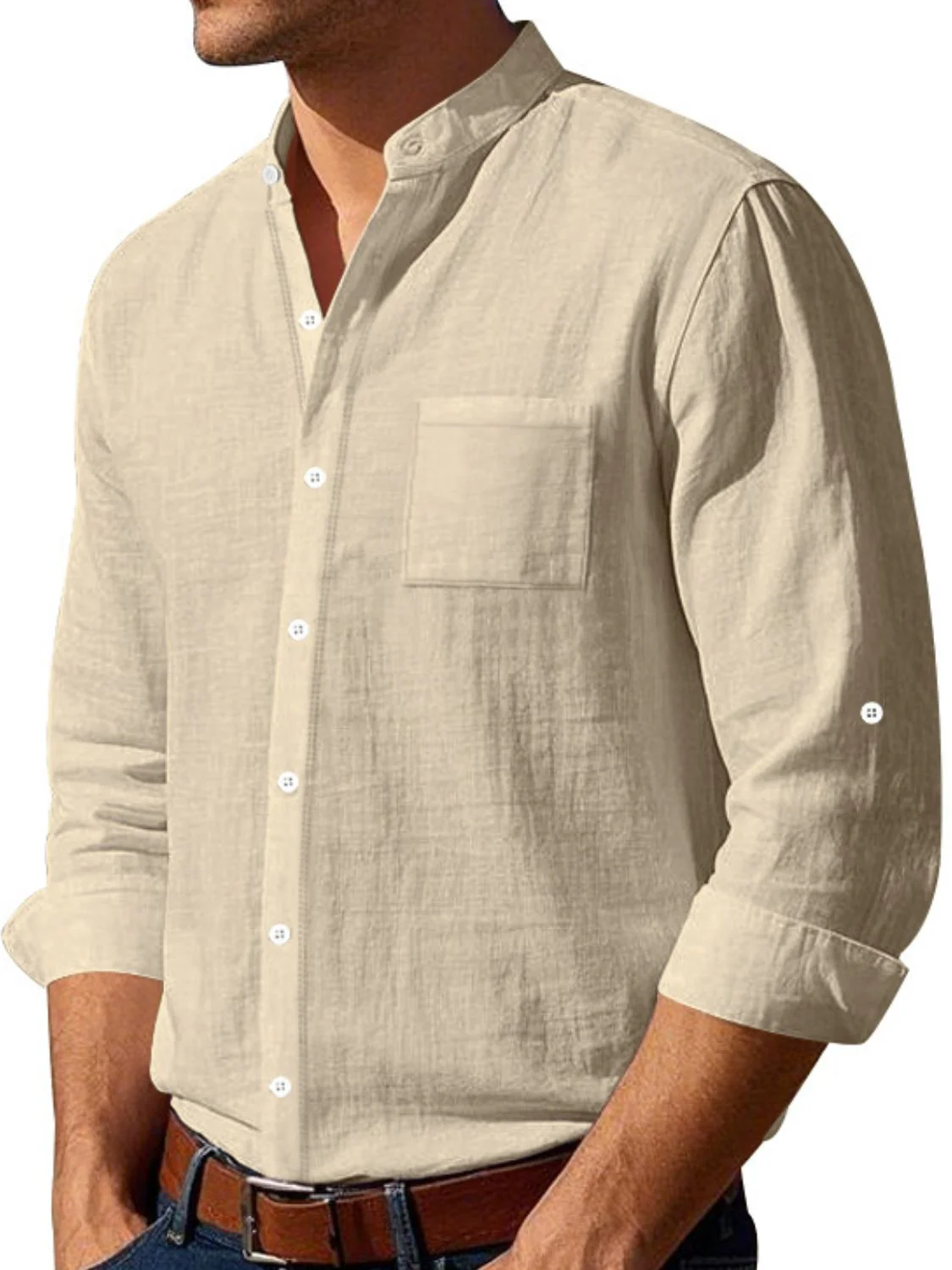 Men's Full Size Button Down Long Sleeve Shirt Plus Size - Image 8