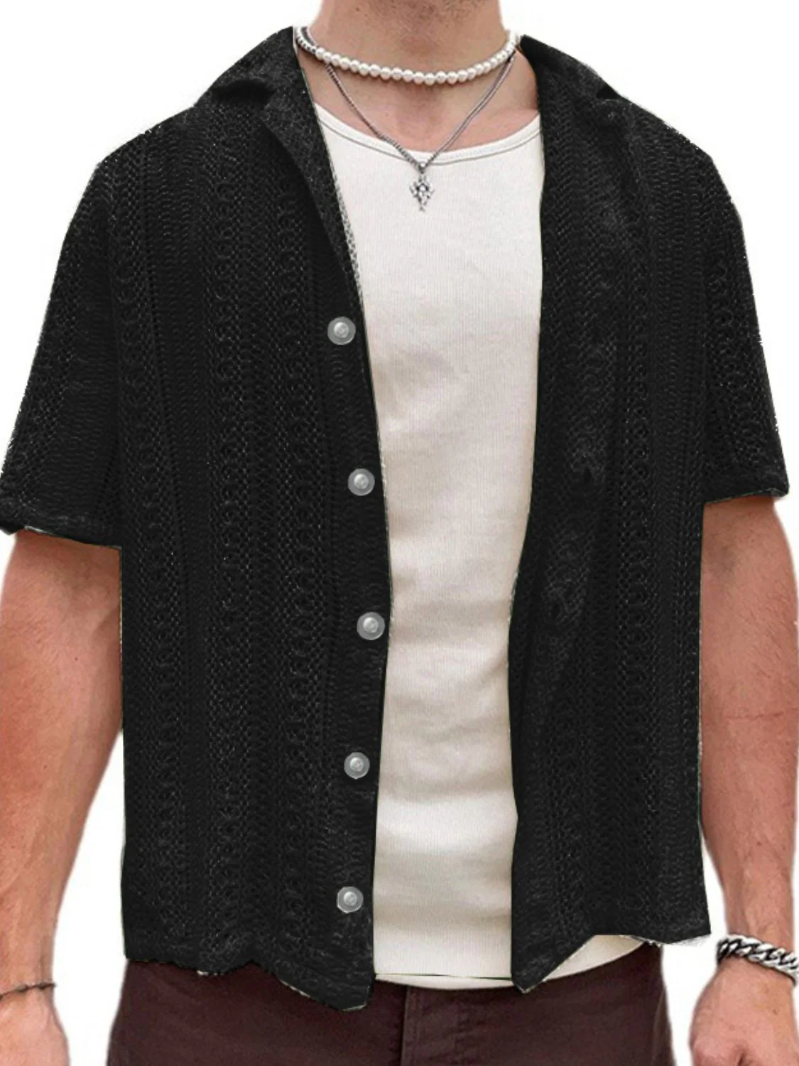 Men's Full Size Button Down Short Sleeve Shirt Plus Size - Image 3