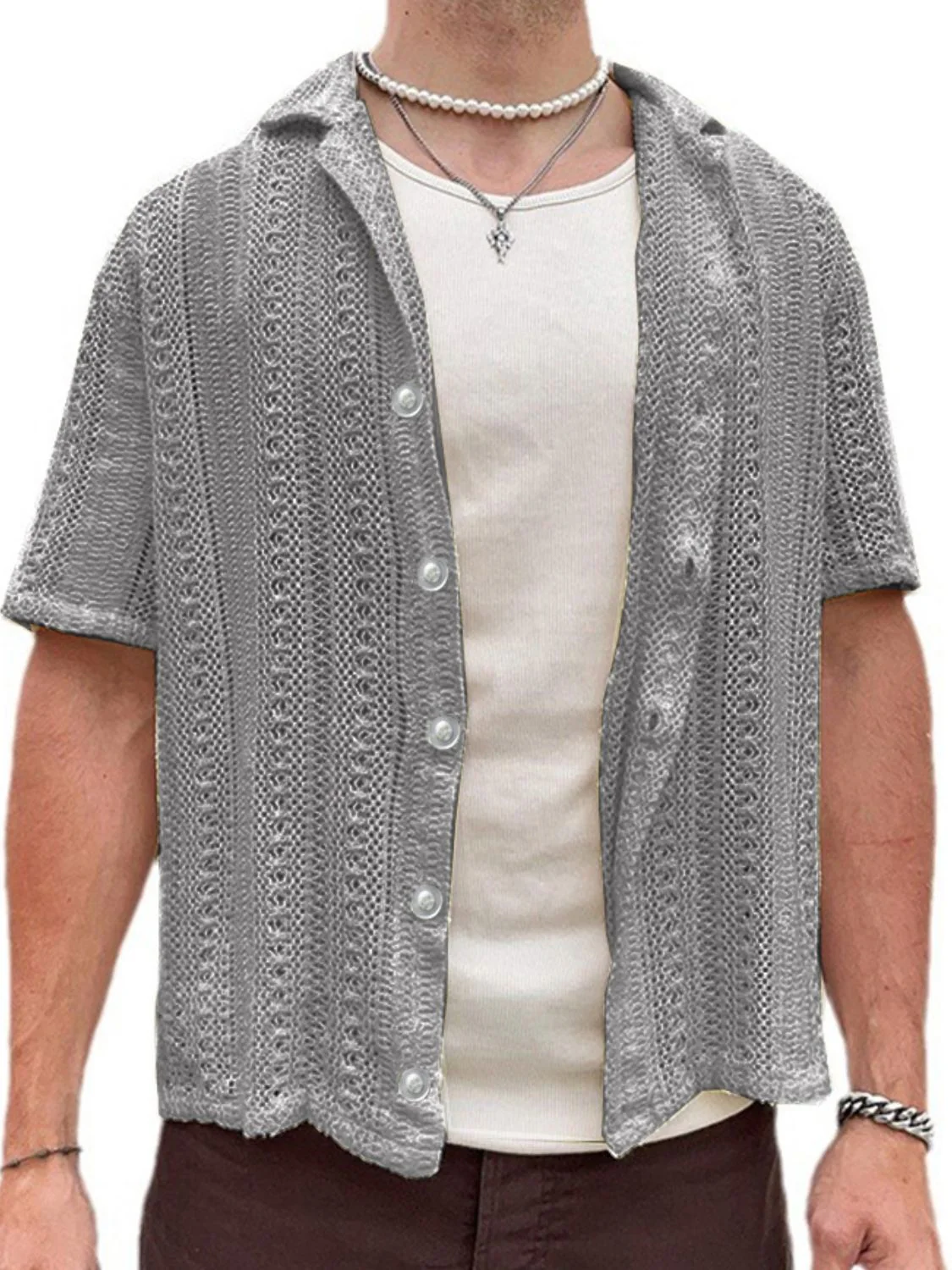 Men's Full Size Button Down Short Sleeve Shirt Plus Size - Image 4