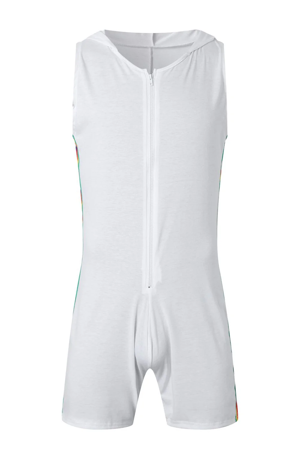 Men's Full Size Contrast Zip Front Sleeveless Active Romper Plus Size - Image 6