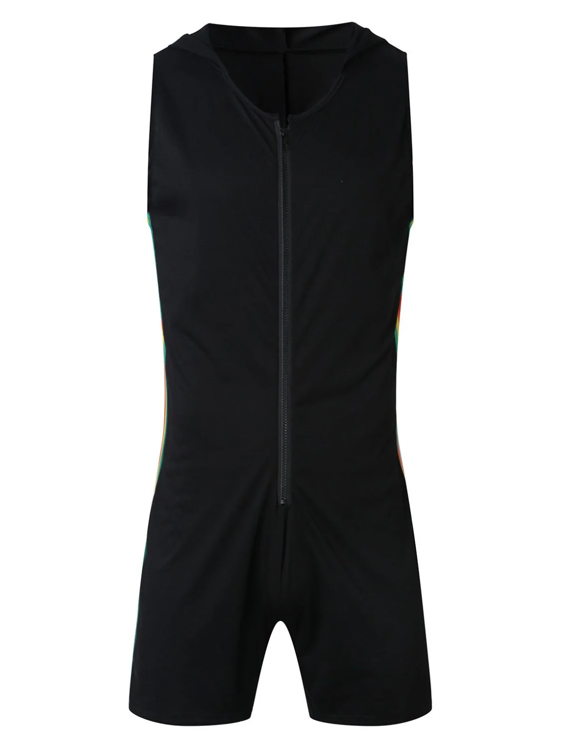 Men's Full Size Contrast Zip Front Sleeveless Active Romper Plus Size - Image 7