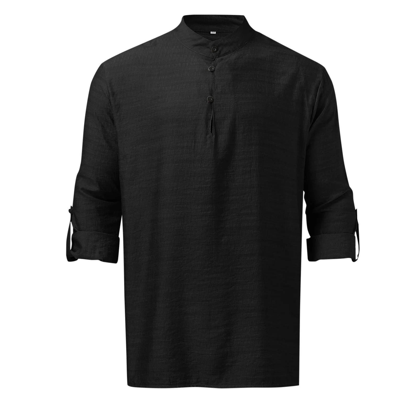 Men's Full Size Half Button Long Sleeve Shirt Plus Size - Image 2
