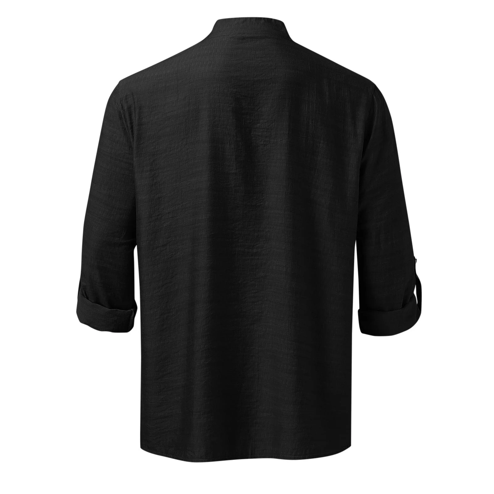 Men's Full Size Half Button Long Sleeve Shirt Plus Size - Image 3