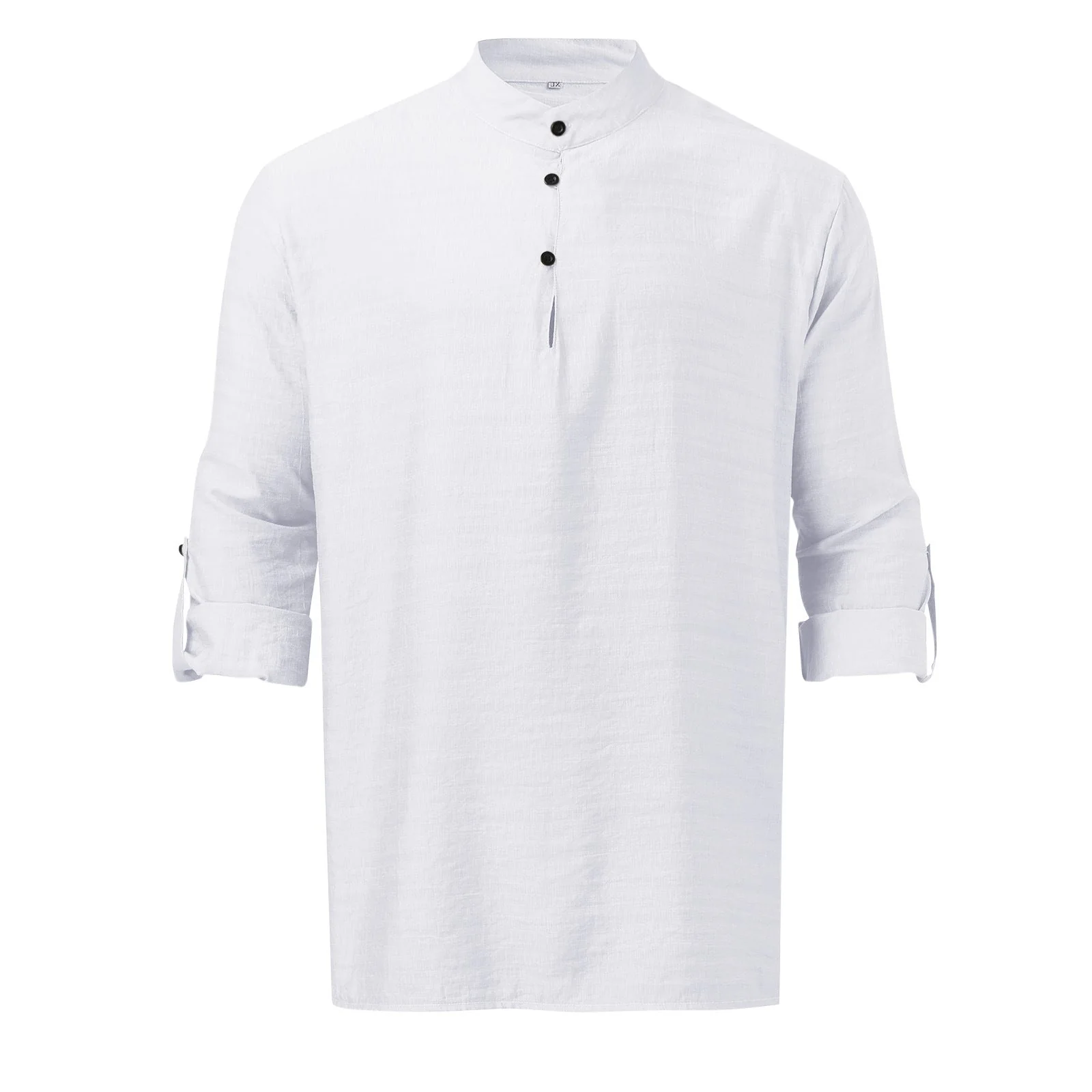 Men's Full Size Half Button Long Sleeve Shirt Plus Size - Image 5