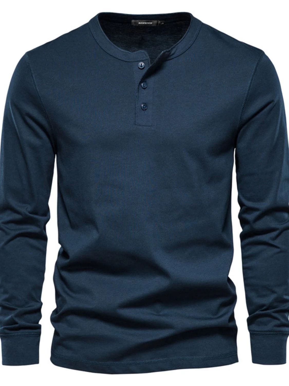 Men's Full Size Quarter Button Round Neck Long Sleeve T-Shirt Plus Size - Image 10