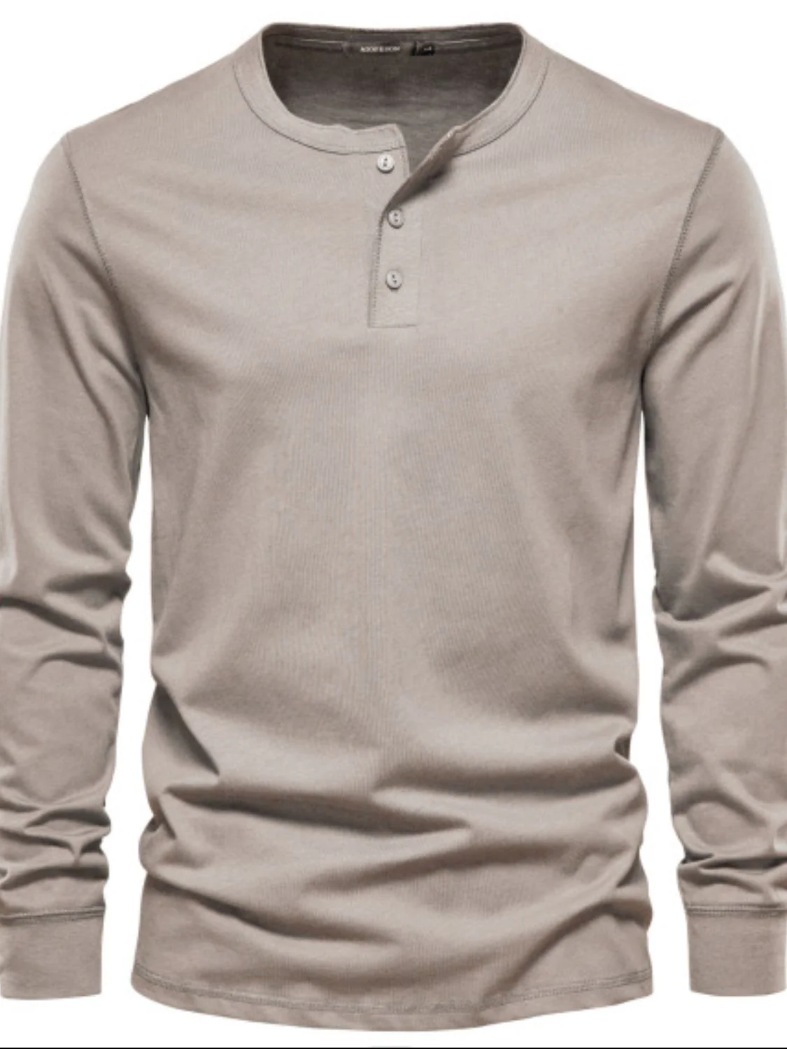 Men's Full Size Quarter Button Round Neck Long Sleeve T-Shirt Plus Size - Image 11