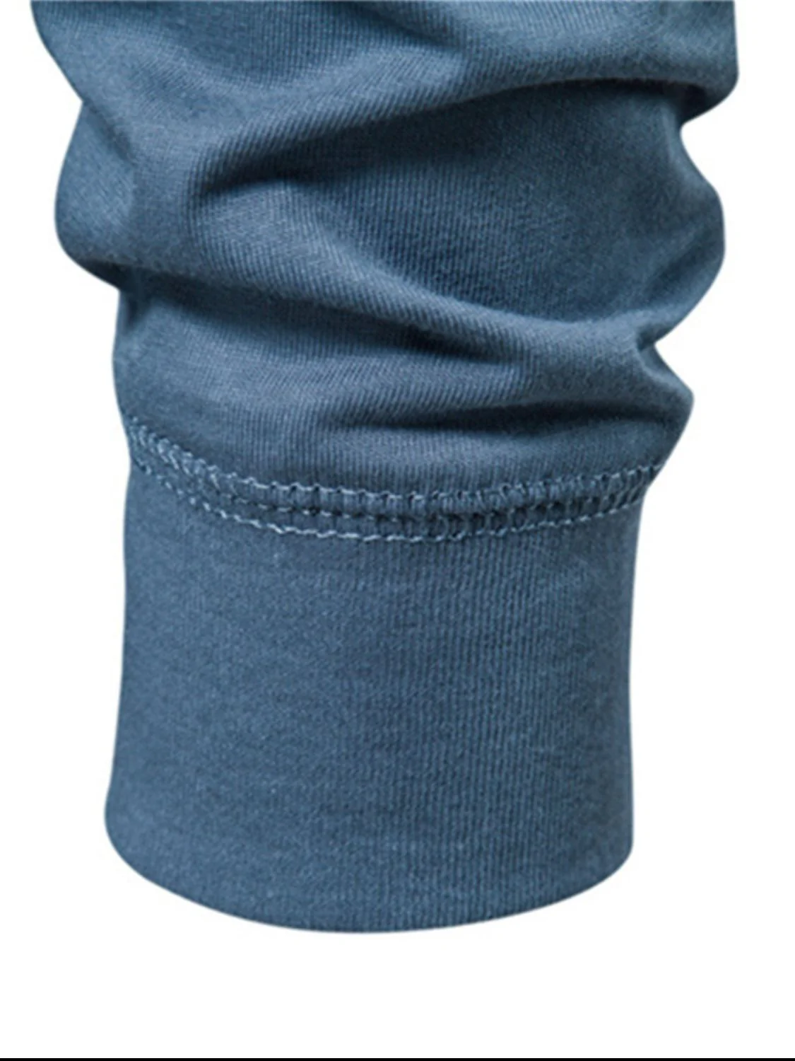 Men's Full Size Quarter Button Round Neck Long Sleeve T-Shirt Plus Size - Image 3