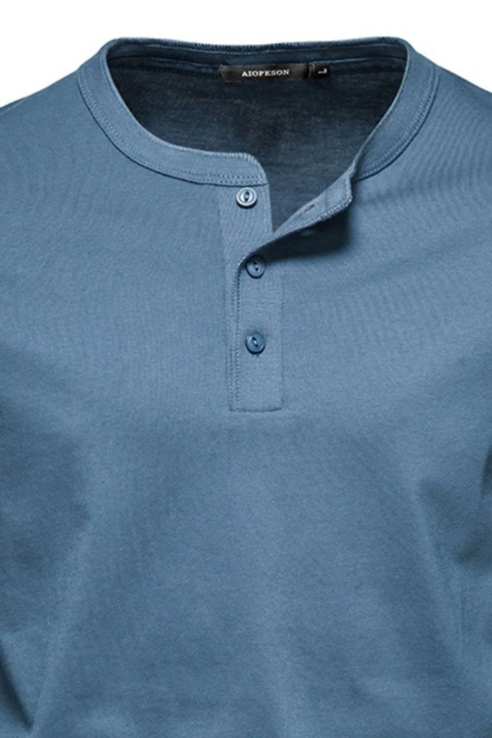 Men's Full Size Quarter Button Round Neck Long Sleeve T-Shirt Plus Size - Image 4
