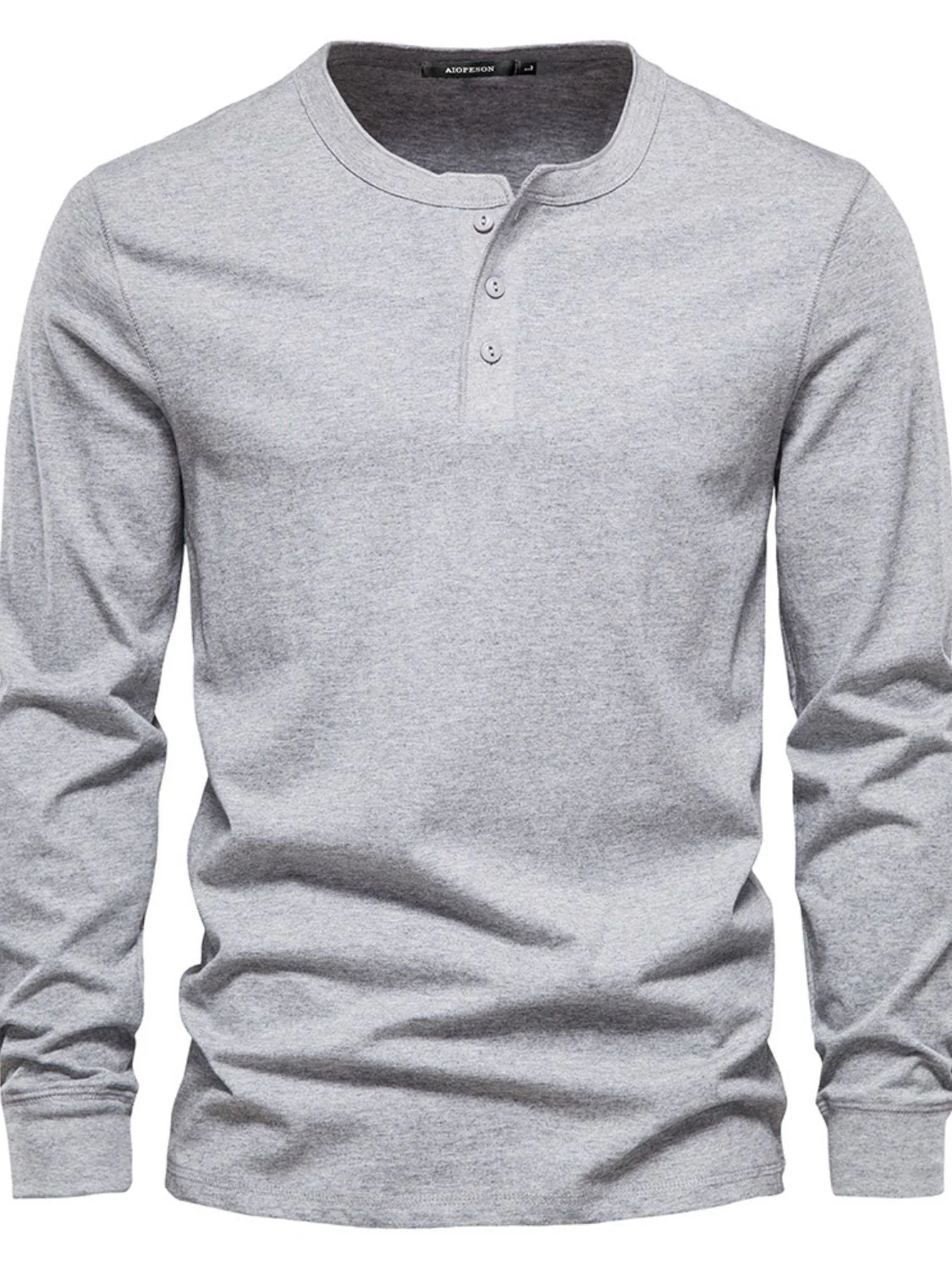 Men's Full Size Quarter Button Round Neck Long Sleeve T-Shirt Plus Size - Image 5