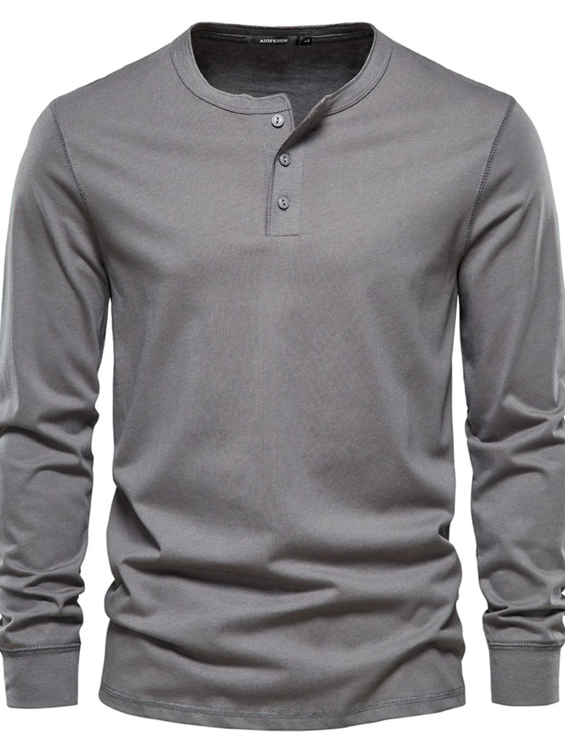 Men's Full Size Quarter Button Round Neck Long Sleeve T-Shirt Plus Size - Image 6