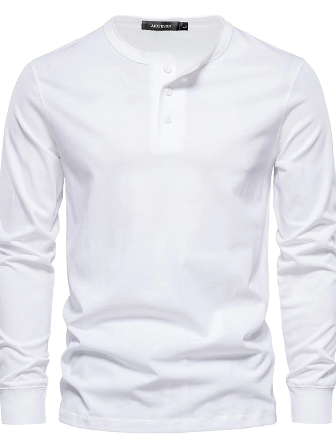 Men's Full Size Quarter Button Round Neck Long Sleeve T-Shirt Plus Size - Image 7