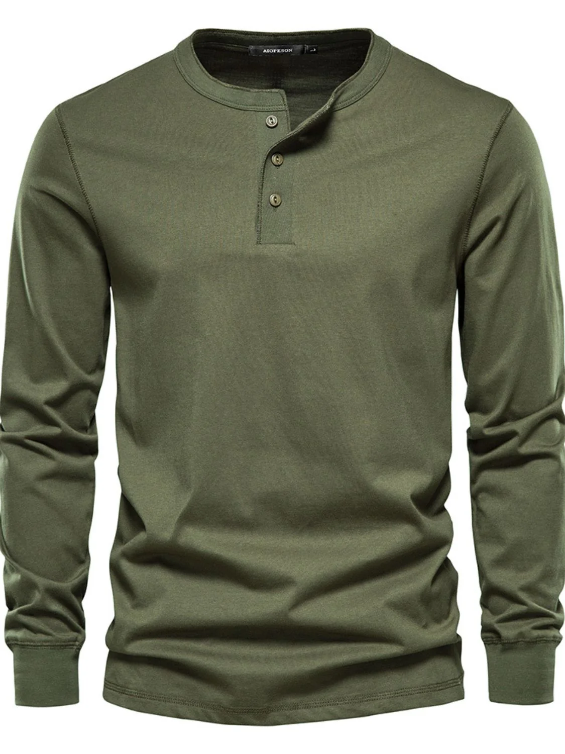 Men's Full Size Quarter Button Round Neck Long Sleeve T-Shirt Plus Size - Image 8