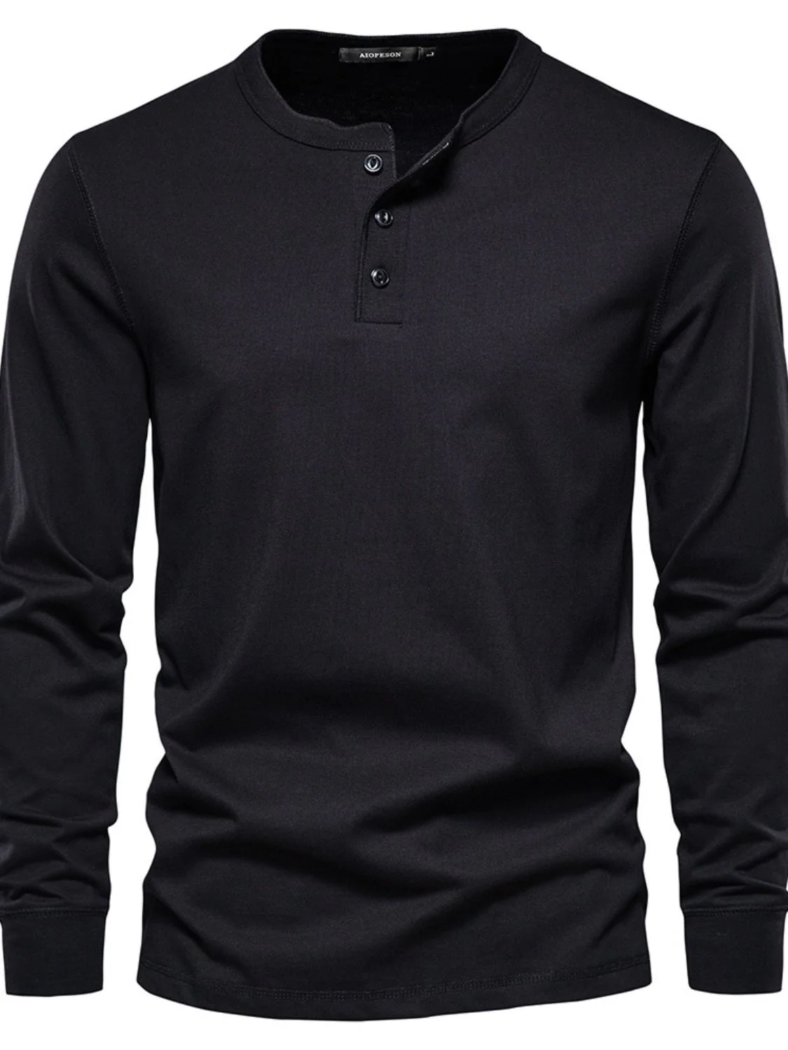 Men's Full Size Quarter Button Round Neck Long Sleeve T-Shirt Plus Size - Image 9