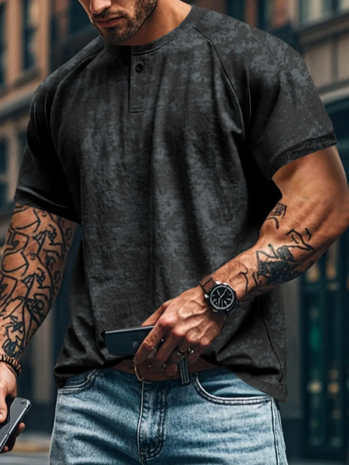 Men's Full Size Round Neck Short Sleeve T-Shirt Plus Size - Image 2