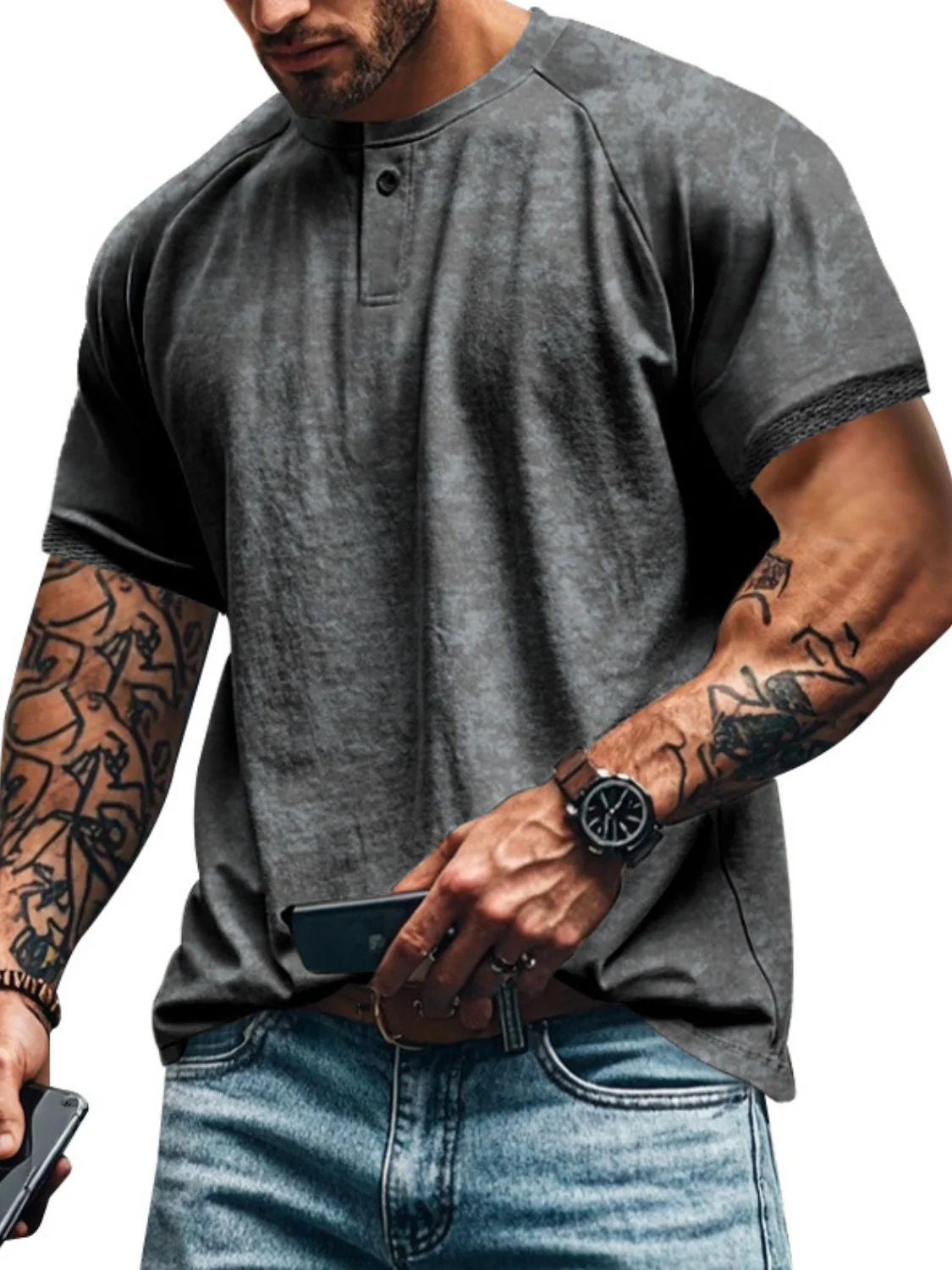 Men's Full Size Round Neck Short Sleeve T-Shirt Plus Size - Image 9