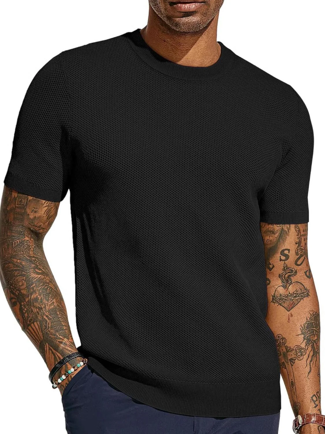 Men's Full Size Round Neck Short Sleeve T-Shirt Plus Size - Image 3