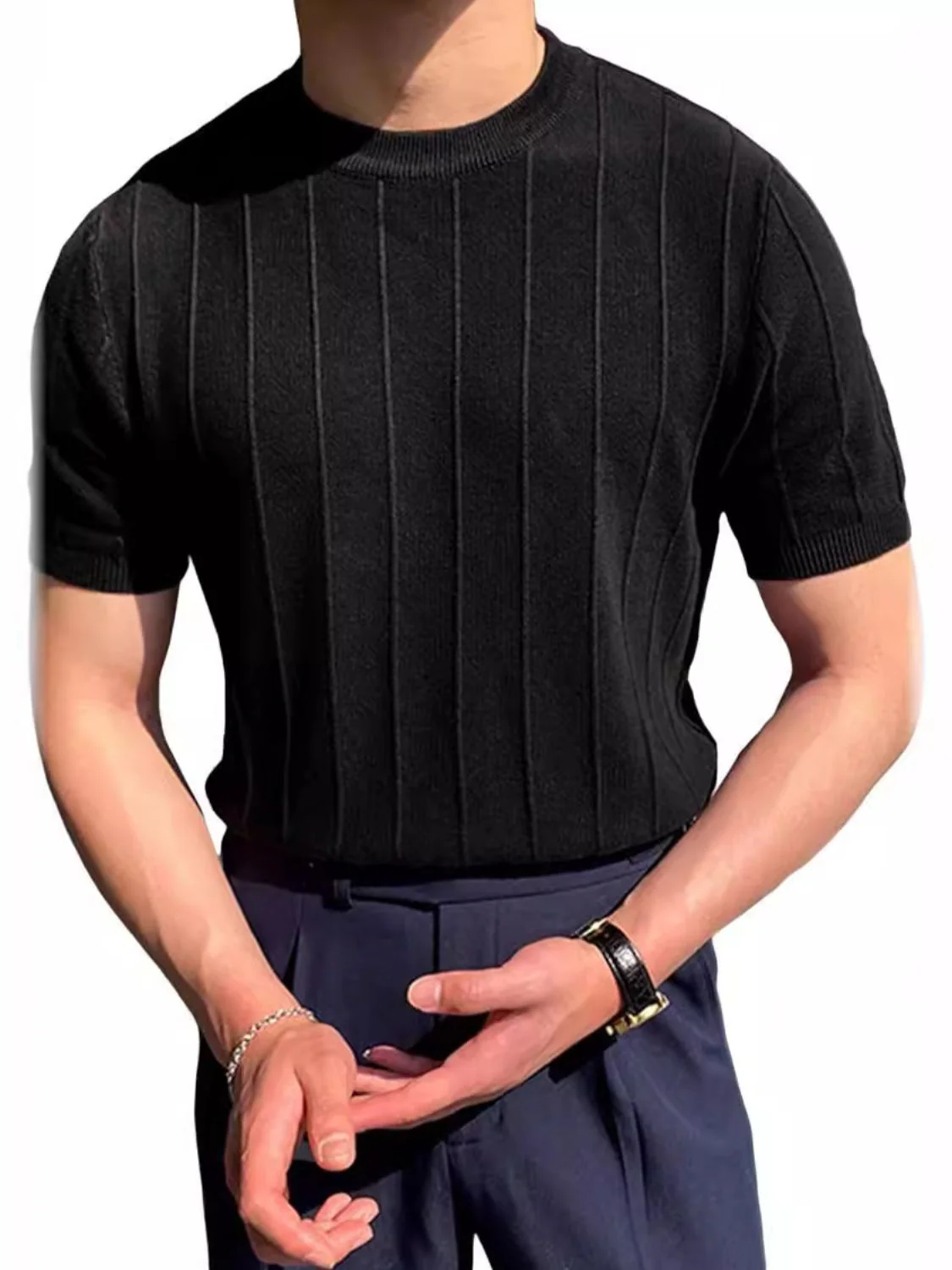 Men's Full Size Round Neck Short Sleeve T-Shirt Plus Size - Image 3