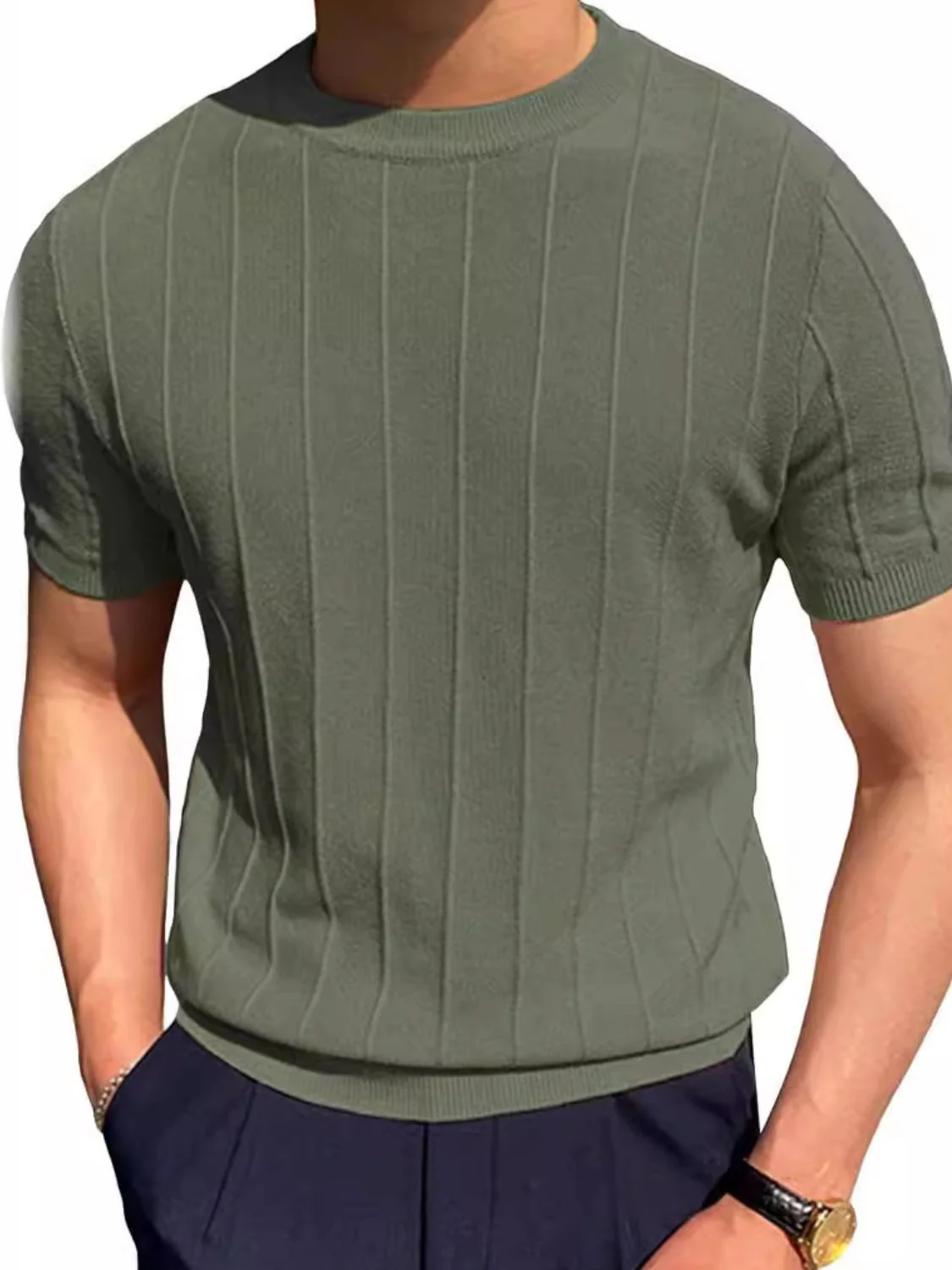 Men's Full Size Round Neck Short Sleeve T-Shirt Plus Size - Image 4