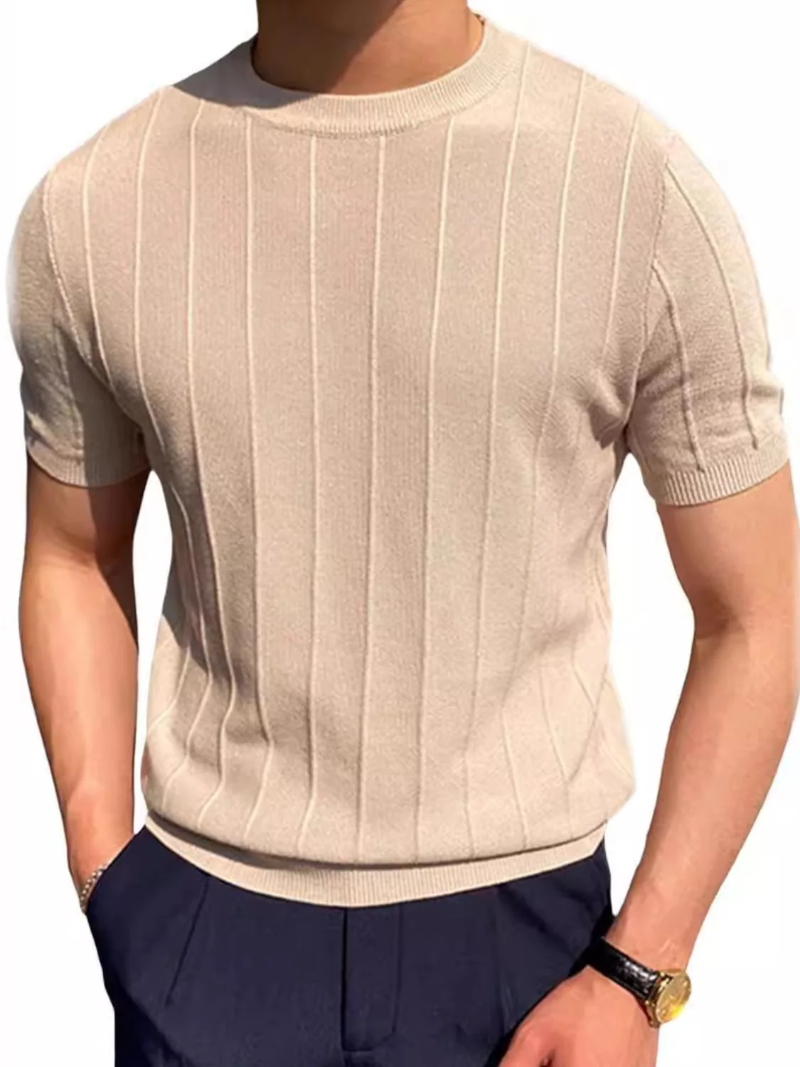 Men's Full Size Round Neck Short Sleeve T-Shirt Plus Size - Image 5