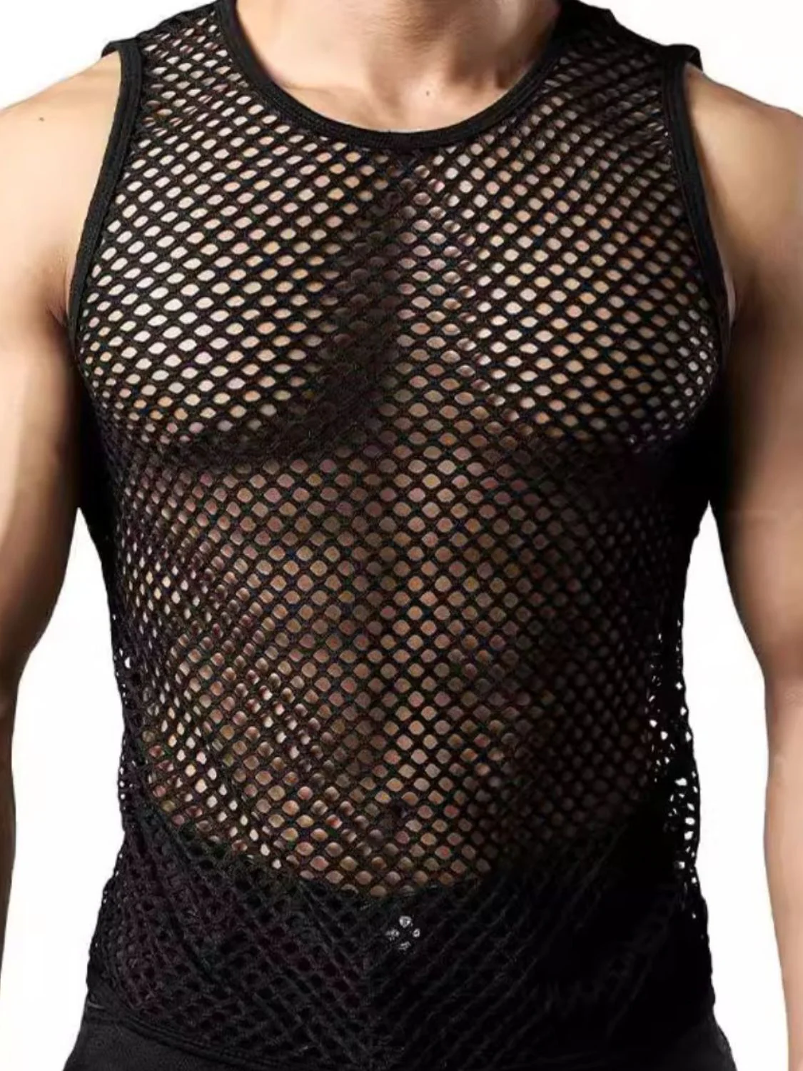 Men's Openwork Round Neck Tank - Image 2