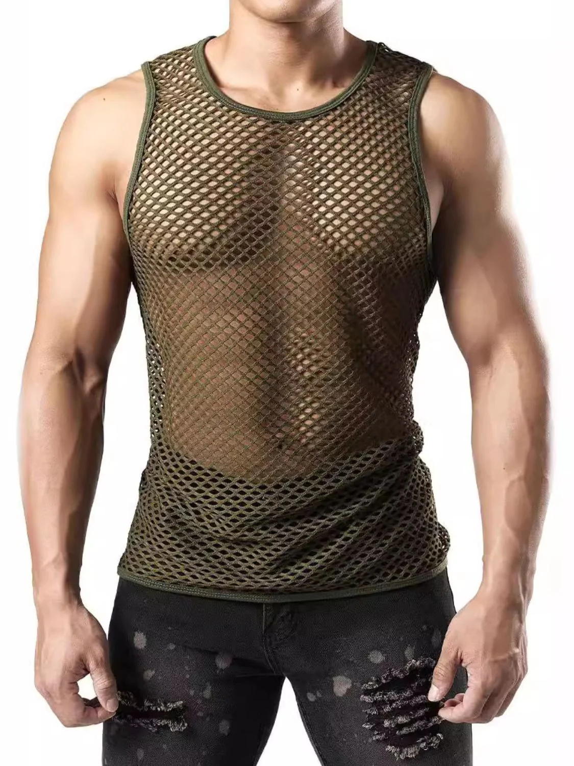 Men's Openwork Round Neck Tank - Image 5