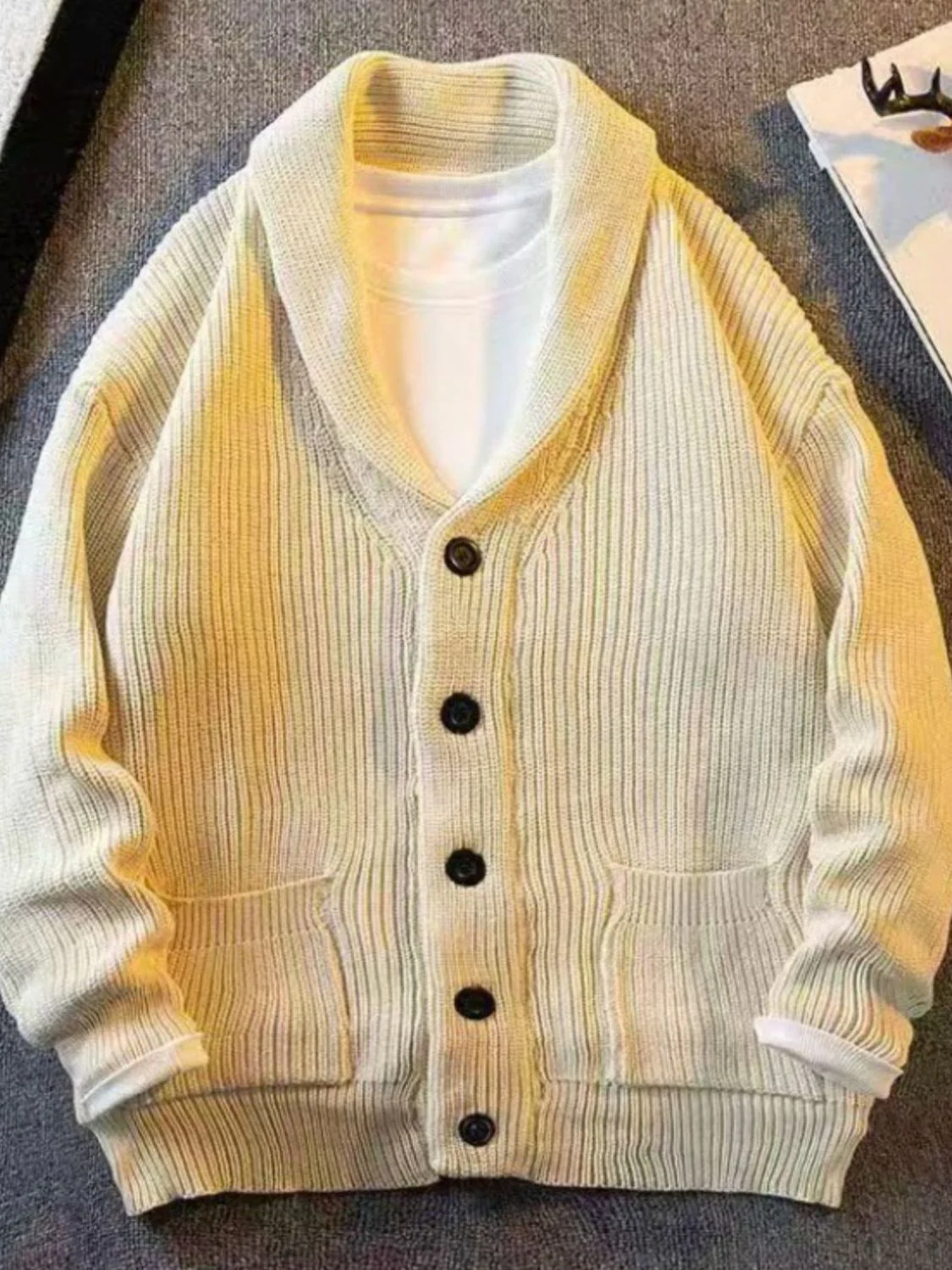 Men's Plus Size Button Down Long Sleeve Cardigan - Image 2