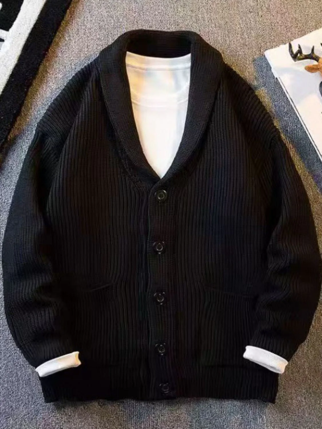 Men's Plus Size Button Down Long Sleeve Cardigan - Image 3