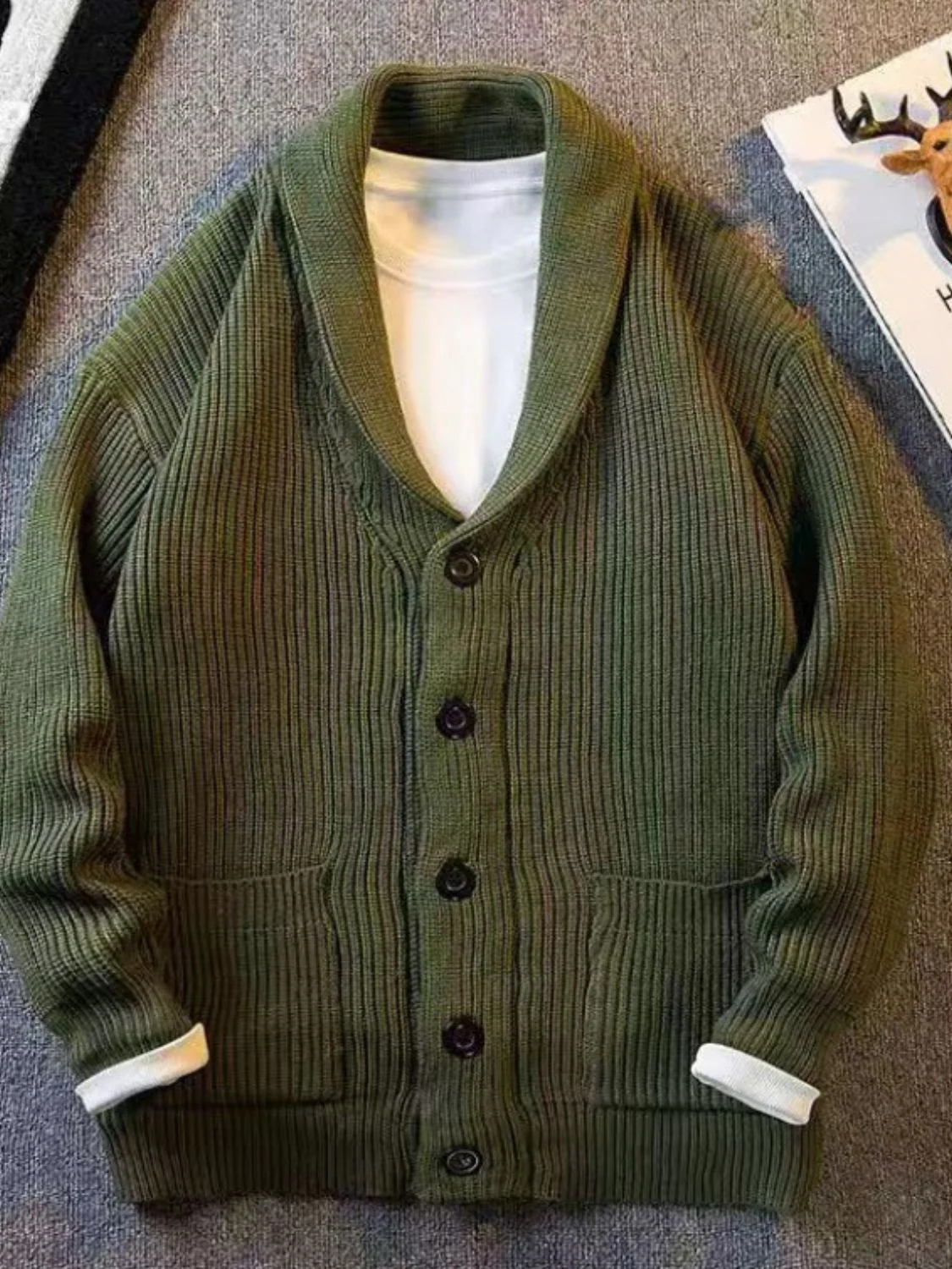 Men's Plus Size Button Down Long Sleeve Cardigan - Image 4