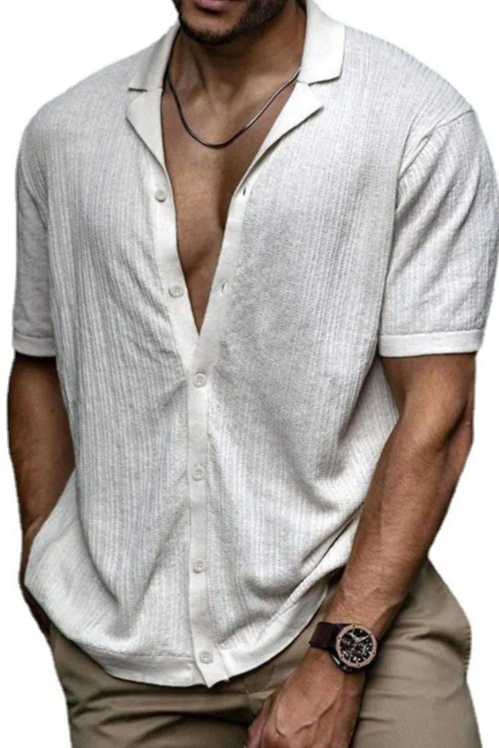 Men's Plus Size Button Up Short Sleeve Shirt - Image 3