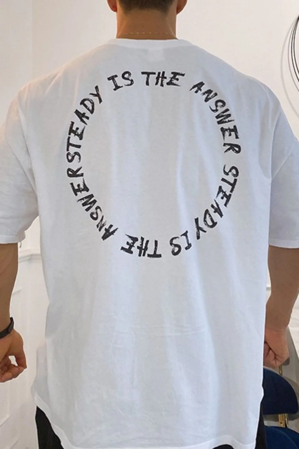 Men's Plus Size Letter Round Neck Half Sleeve T-Shirt - Image 2
