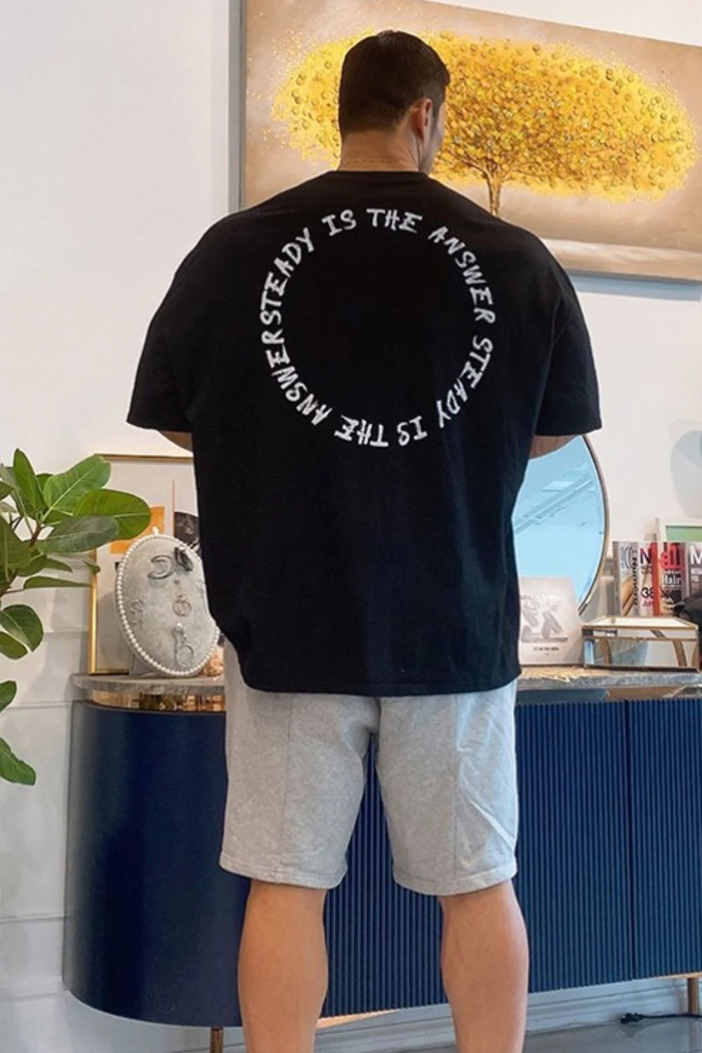 Men's Plus Size Letter Round Neck Half Sleeve T-Shirt - Image 6