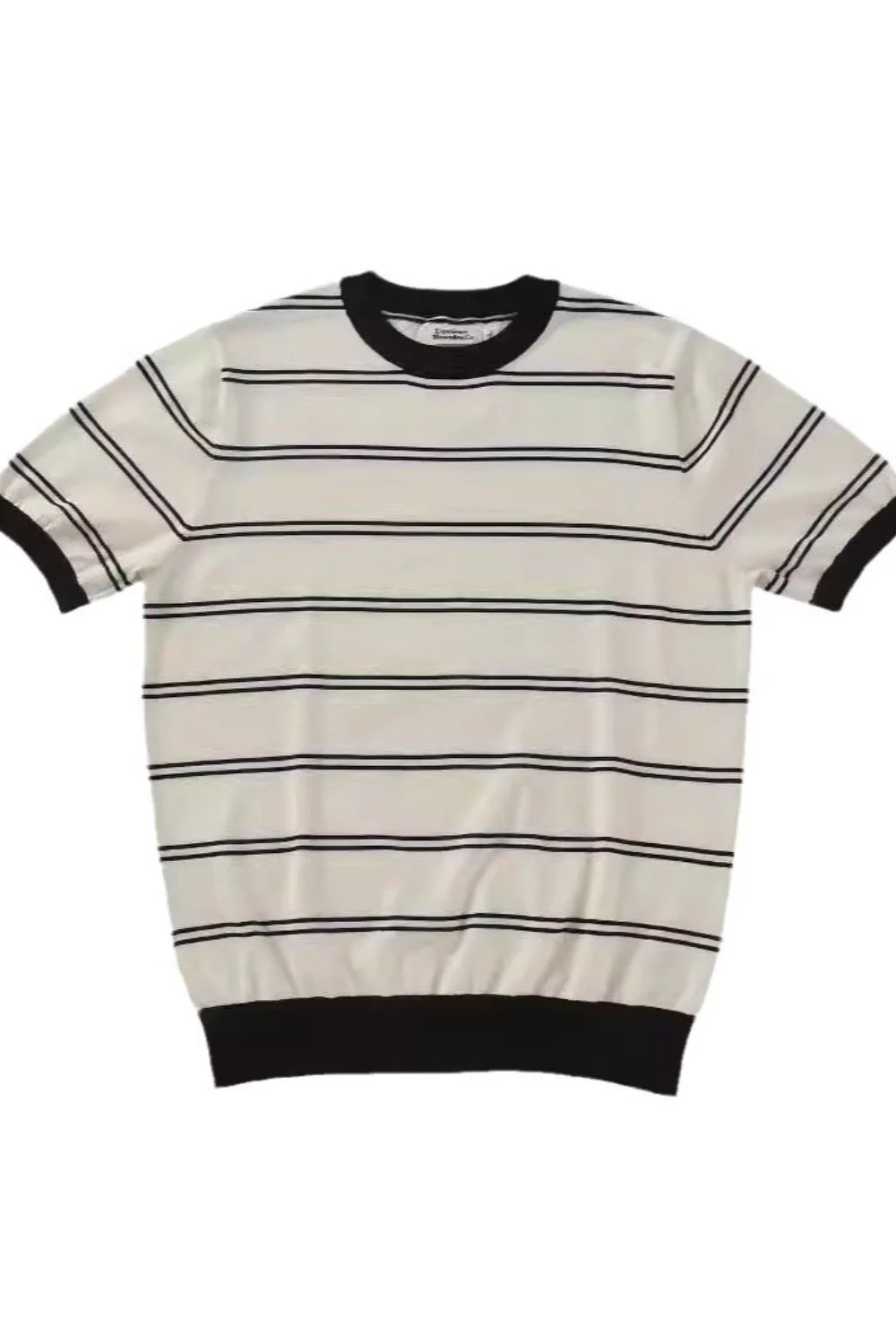 Men's Plus Size Round Neck Striped T-Shirt - Image 3