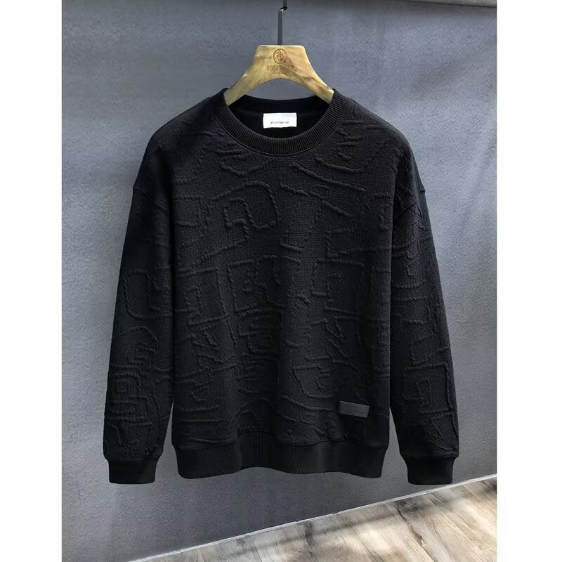 Men's  Plus Size Textured Round Neck Long Sleeve Sweatshirt - Image 11