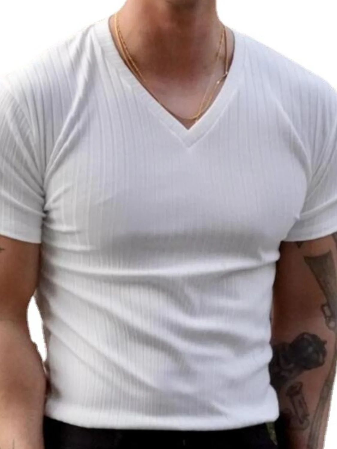 Men's Plus Size V-Neck Short Sleeve T-Shirt - Image 5