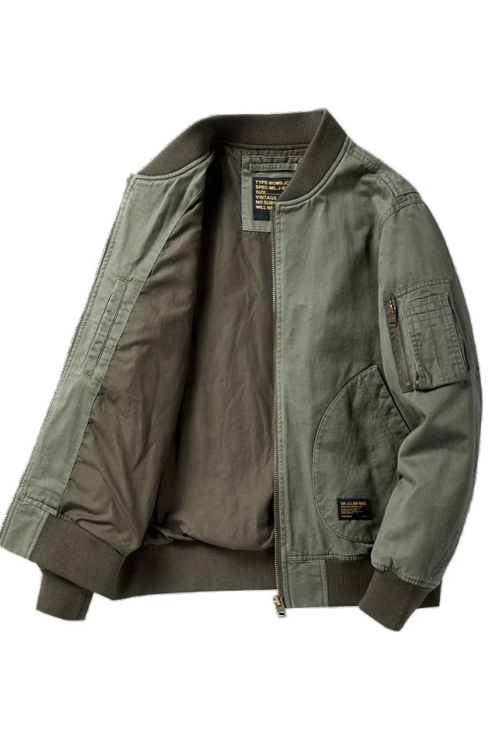 Men's Plus Size Zip Up Baseball Collar Bomber Jacket - Image 3