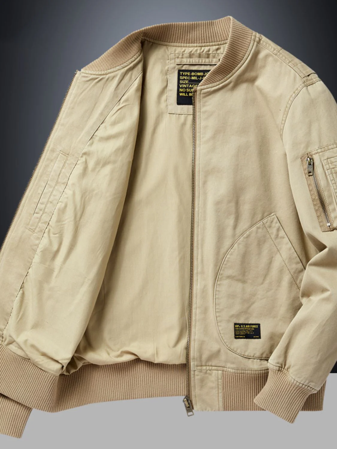 Men's Plus Size Zip Up Baseball Collar Bomber Jacket - Image 4