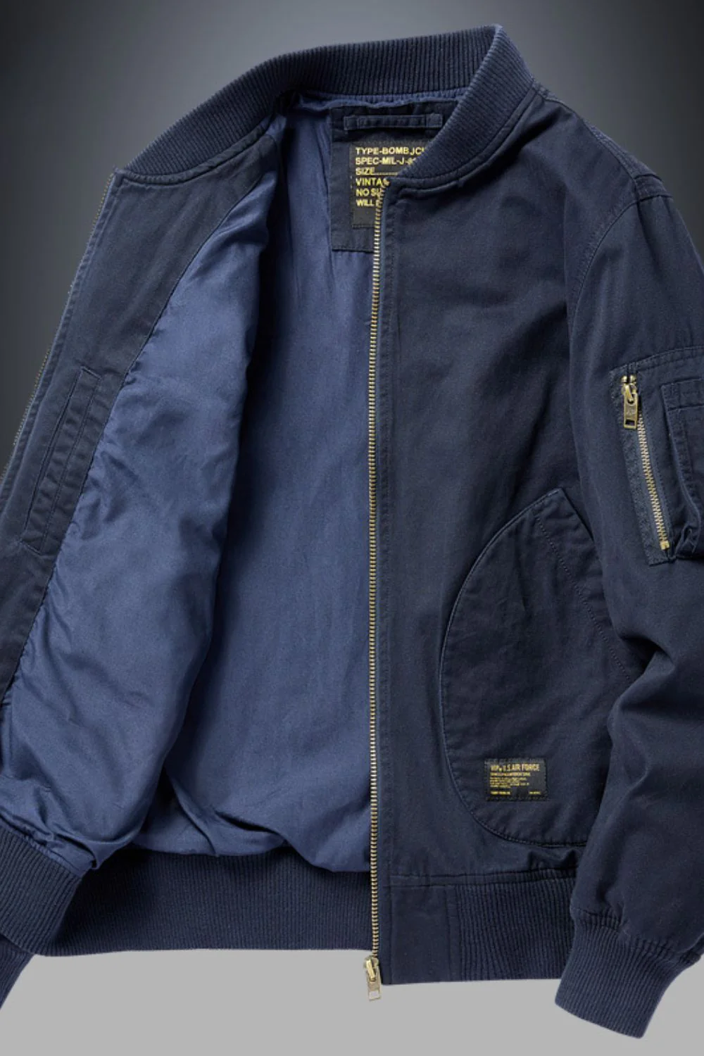 Men's Plus Size Zip Up Baseball Collar Bomber Jacket - Image 6