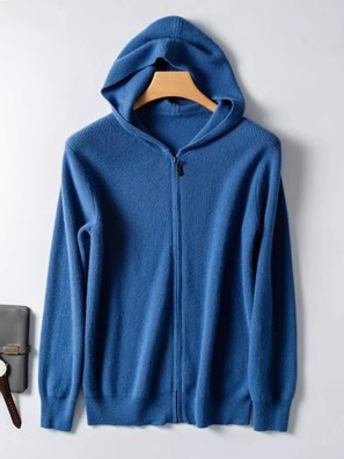 Men's Plus Size Zip Up Long Sleeve Hooded Cardigan - Image 2