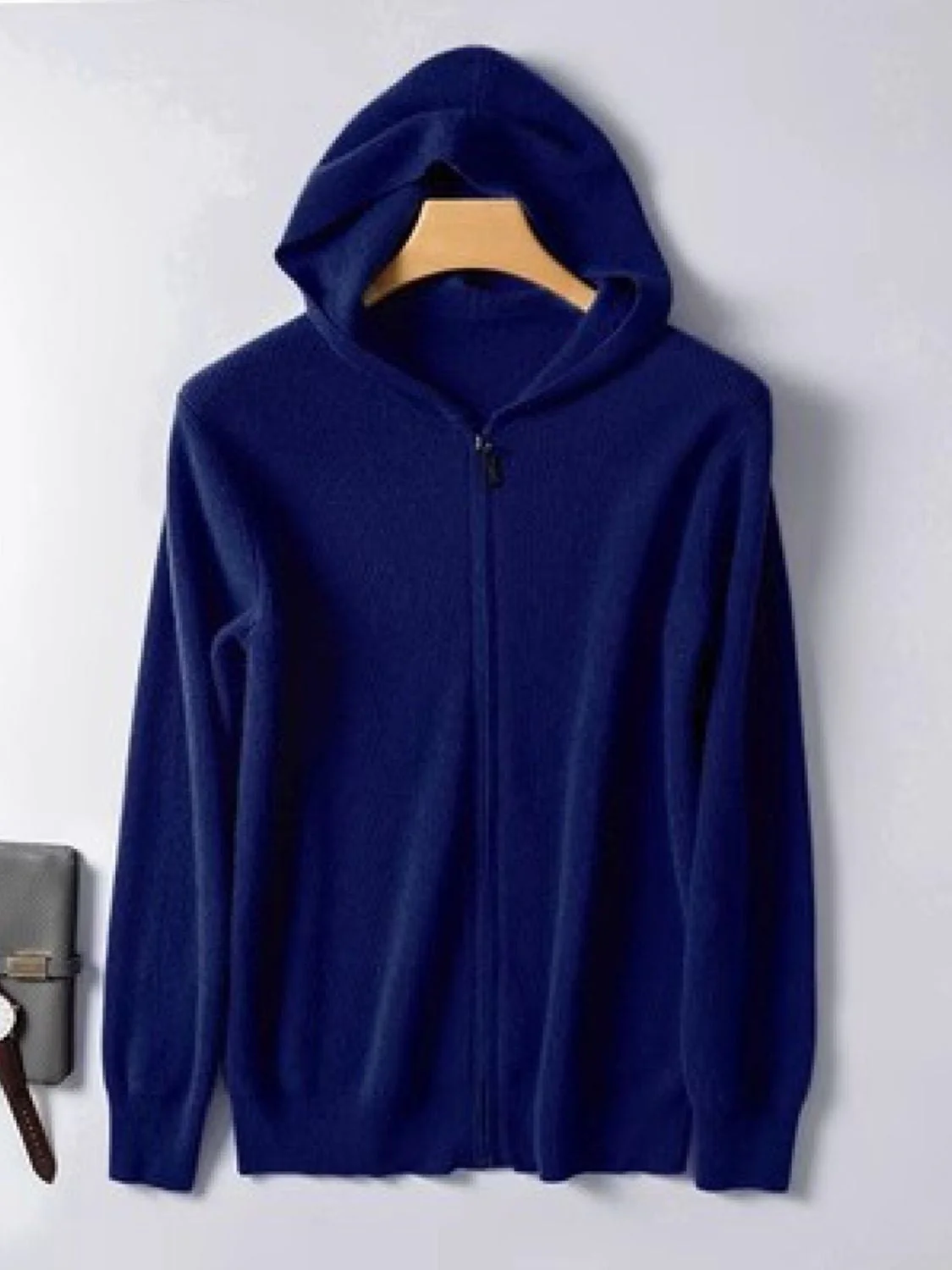 Men's Plus Size Zip Up Long Sleeve Hooded Cardigan - Image 3