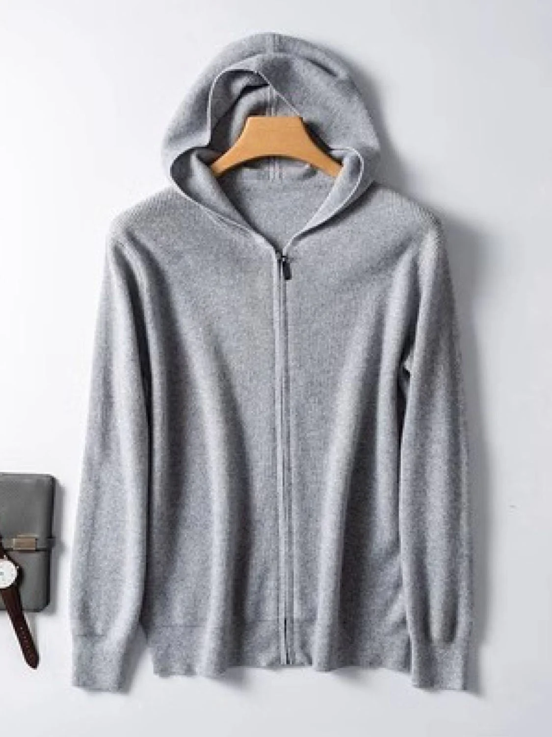 Men's Plus Size Zip Up Long Sleeve Hooded Cardigan - Image 4