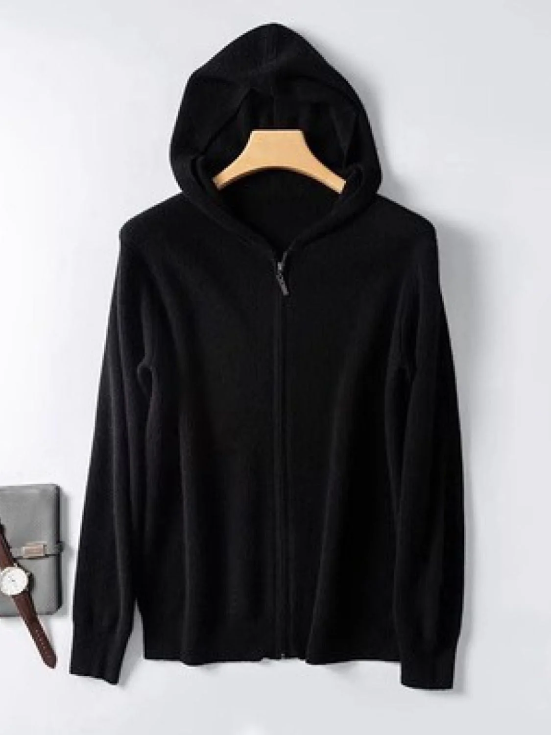 Men's Plus Size Zip Up Long Sleeve Hooded Cardigan - Image 5