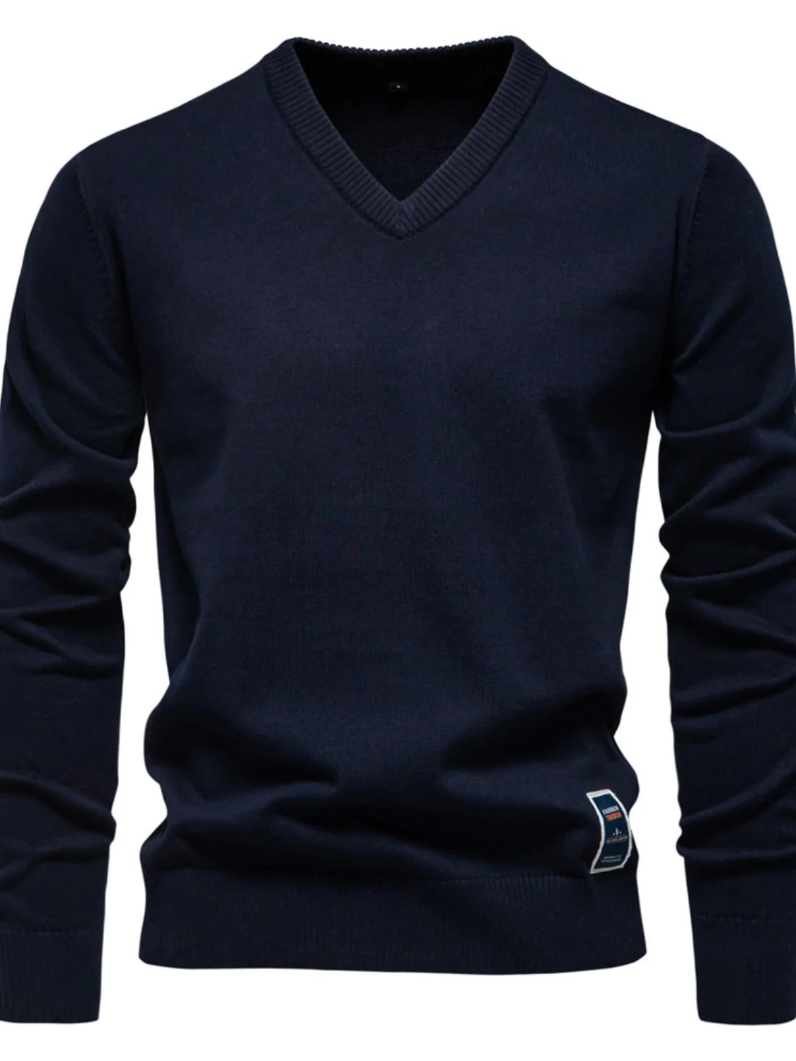 Men's Ribbed Hem V-Neck Long Sleeve Sweater - Image 3