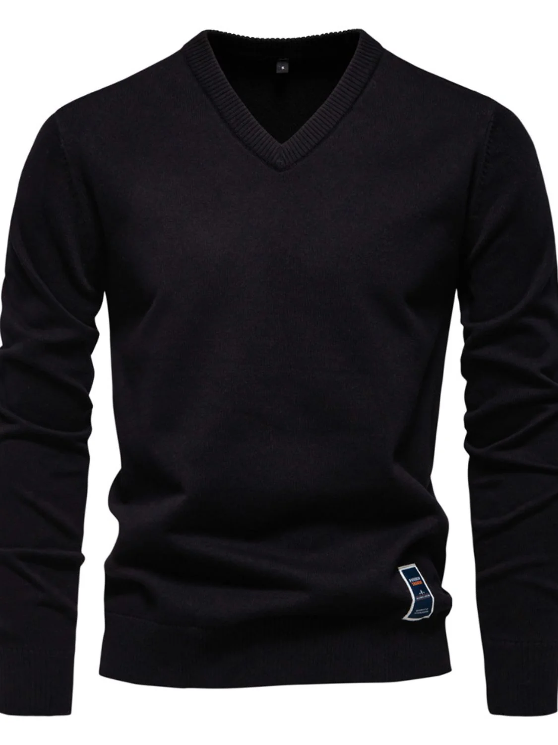 Men's Ribbed Hem V-Neck Long Sleeve Sweater - Image 6